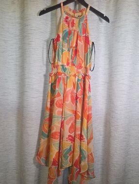 hyacinth house burnt orange floral louisa mini dress Hyacinth House Floral Brynn Mini Dress Burnt Orange Size Small NWT